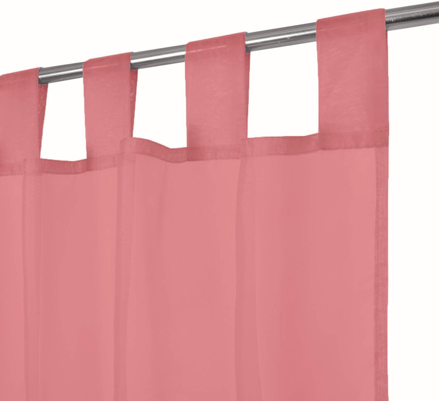 Megachest lucy Woven Voile Tab Top Curtain 2 Panels with ties (28 colors) (coral, 56" wideX72 drop(W142cmXH183cm)) - Image 4