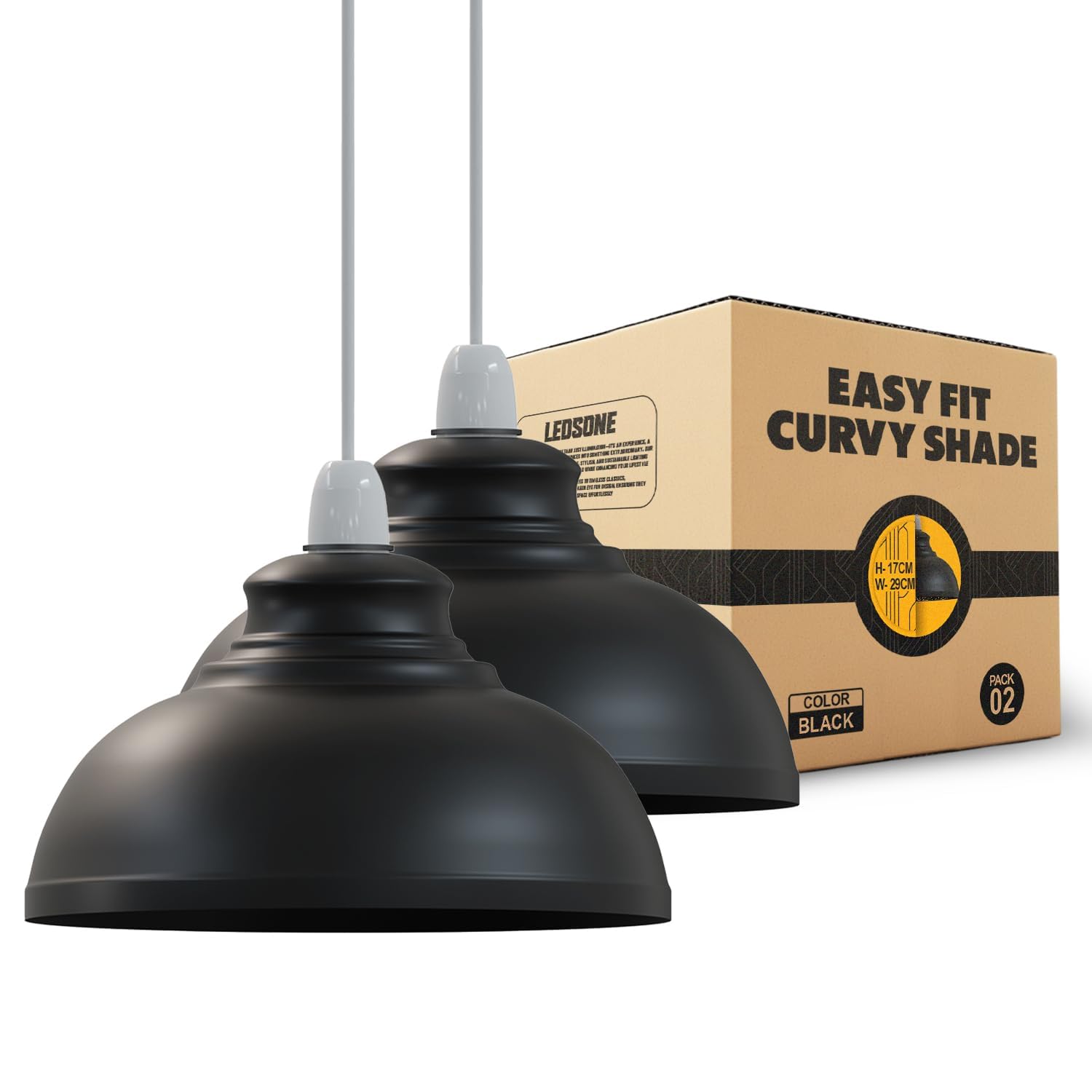 Black Ceiling Light Shade, Metal Lampshades for Ceiling Lights, Modern Easy Fit Pendant Lamp Shades for Table Lamps, Living Room, Bedroom, Kitchen, Hallway, Home Décor, Office — image 1