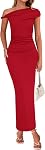 BTFBM Women Dress One Shoulder Twist Ruched Bodycon Maxi Dress | Stretchy Fabric, Asymmetric Neckline, Fitted, Formal Wedding Guest Dress, Cocktail Dresses For Women, Fall Fashion 2026