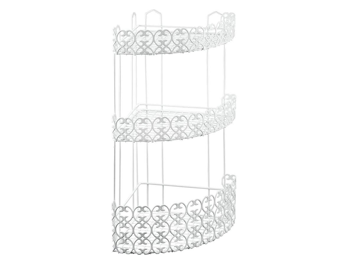 Metaltex Mensola Florenz Angolare, Bianco, 424503, Metallo, 25 x 25 x 51 cm