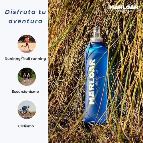 Soft Flask - Botella Plegable - Botella Plegable Silicona - pack de 2 unidades de Soft Flask 500ml para running, trail running, ciclismo y senderismo. BPA free. (AZUL, 500 ML) - Imagen 8
