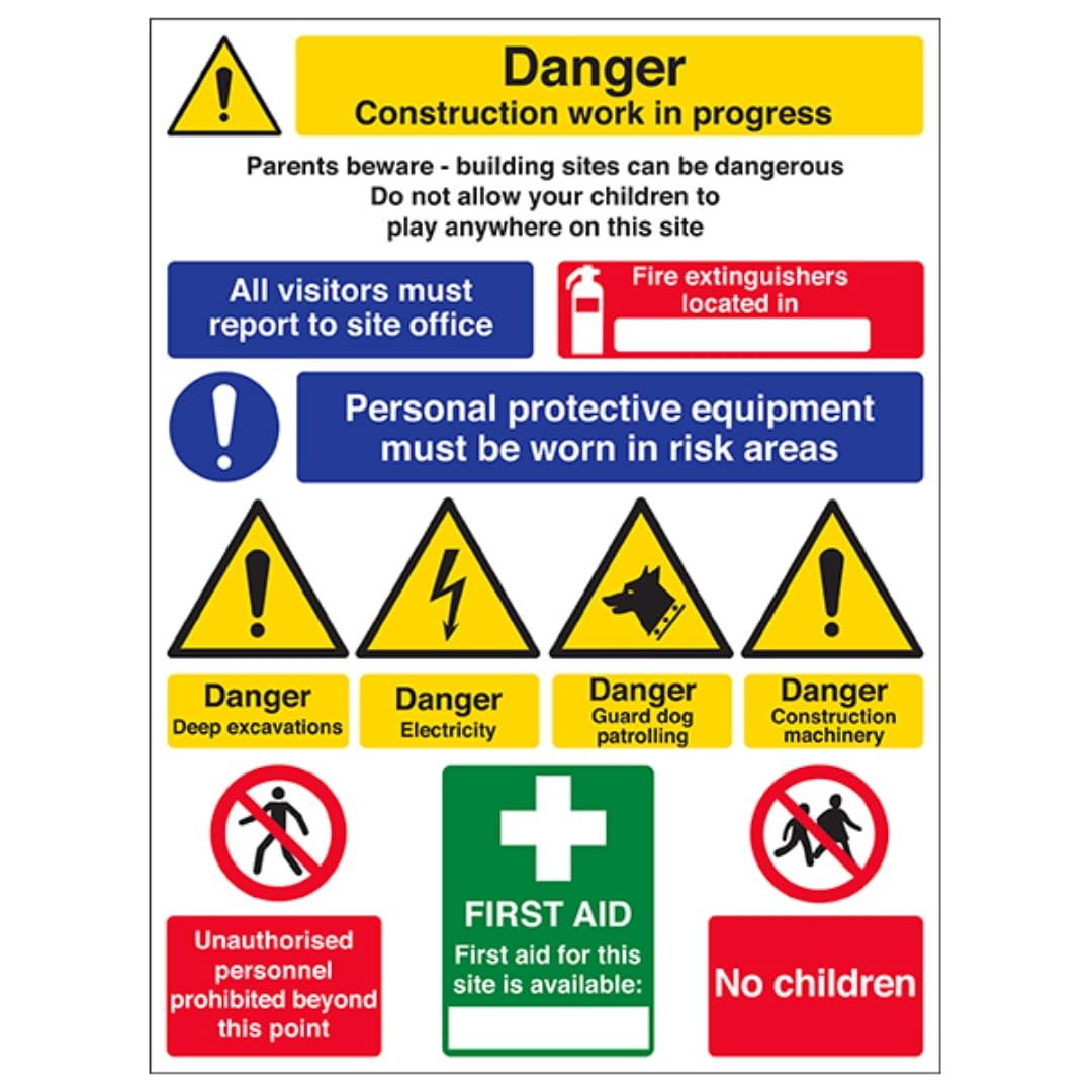 V Safety Multi Hazard Site Safety Guard Dogs - Correx® 450 x 600 mm Safety Sign