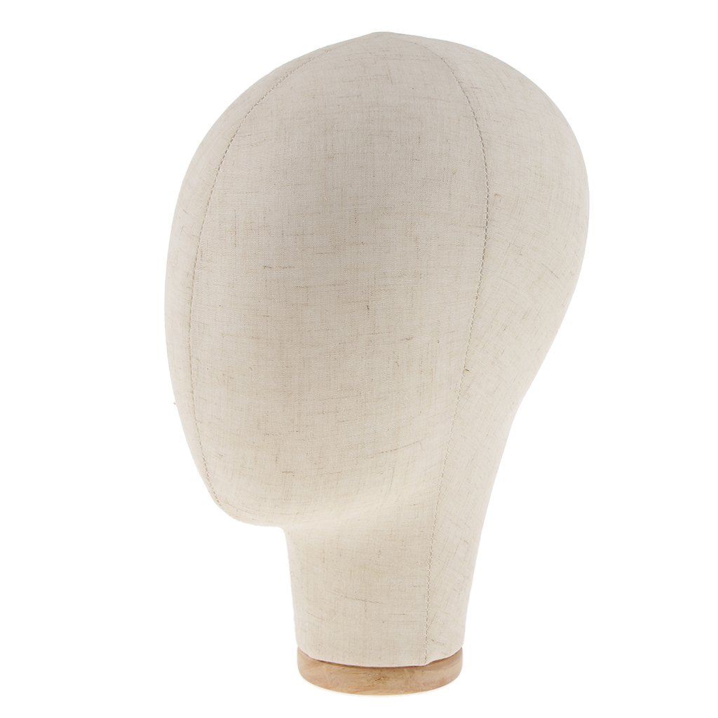 Espositore per Cappelli Da 21 Pollici con Testa di Manichino in Tela Professionale per Parrucca Nero/Beige - Beige