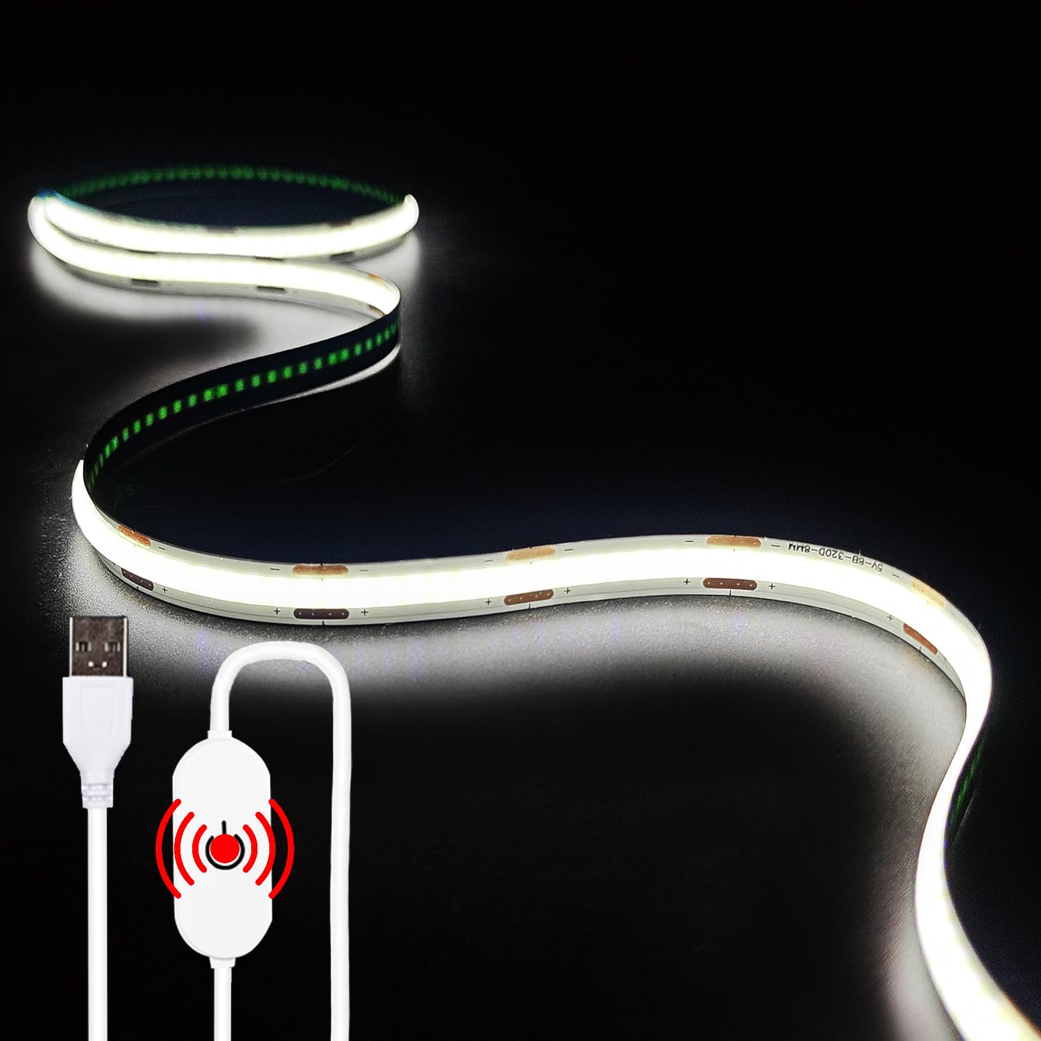 Photo 1 of XINGZHI USB LED Light Strip, 6000K White COB LED Strip Lights, 3.3FT TV Lights Flexible Small Led Lights with Touch Switch Controller White 5V LED Strip Light for TV Backlight Bedroom