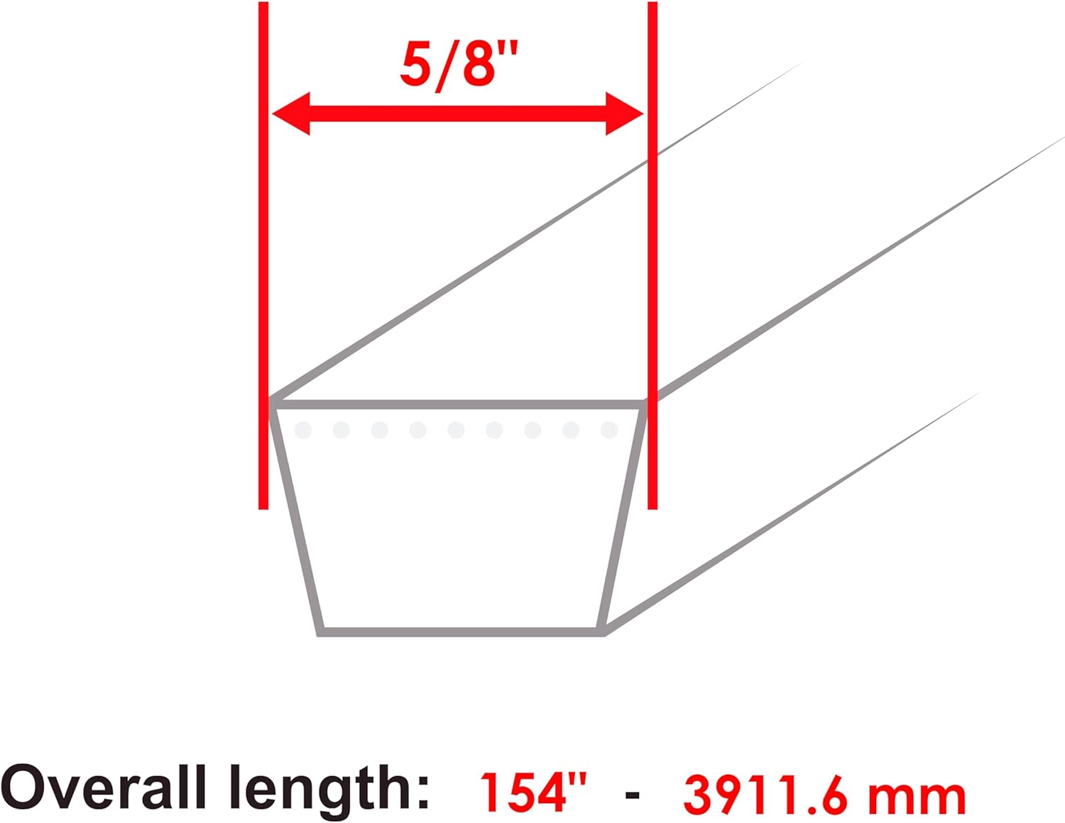 Caltric 52in 54in Deck Belt Compatible with Exmark LCT21BV523 LCT5218BV LCT5219KA LHP23KC523 Lazer Z Deck/Lazer Z Zero-Turn Mower Deck Belt 5/8x154in / Lazer Z CT HP Zero-Turn Mower Deck 5/8inx154in
