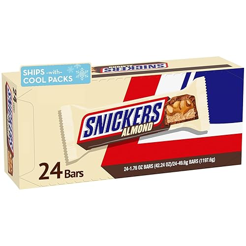 SNICKERS Barras de caramelo de chocolate de tamaño individual de almendra de 176 onzas paquete de 24