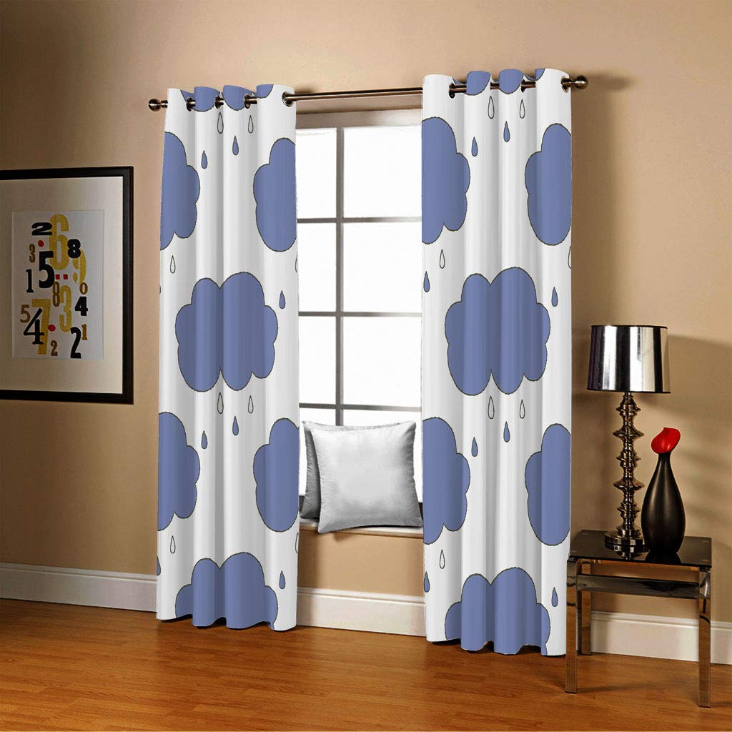 Rideaux Occultants, Morbuy Rideau à Oeillet Isolants Thermiques 3D Imprimé Rideau pour Salon Moderne Rideau de Fenêtre Lot de 2 pour Enfant Chambre Cuisine (Nuages Bleus,168x183cm *2)
