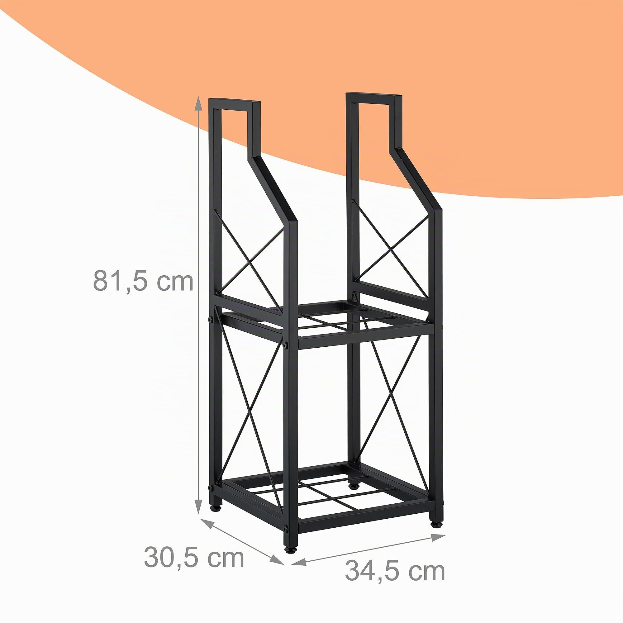 Estante para leña Relaxdays, 2 Niveles, Metal, 81,5 x 34,5 x 30,5 cm, Estante Interior, Negro