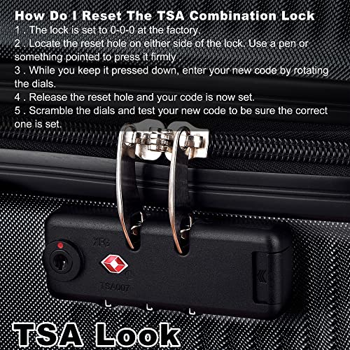 3 Piece Luggage Set with TSA Lock, Durable Lightweight Cross Stripe Suitcase Hardshell Luggage Set with Hooks and 360 Degree Spinner Wheels (20in/24in/28in) Black As Shown One Size4