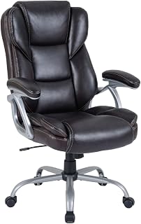 Giantex Ergonomic Leather Executive Office Chair with Rocking, Adjustable Height, Padded Arms & Seat, High Back Swivel for Home Office Gaming (Espresso)