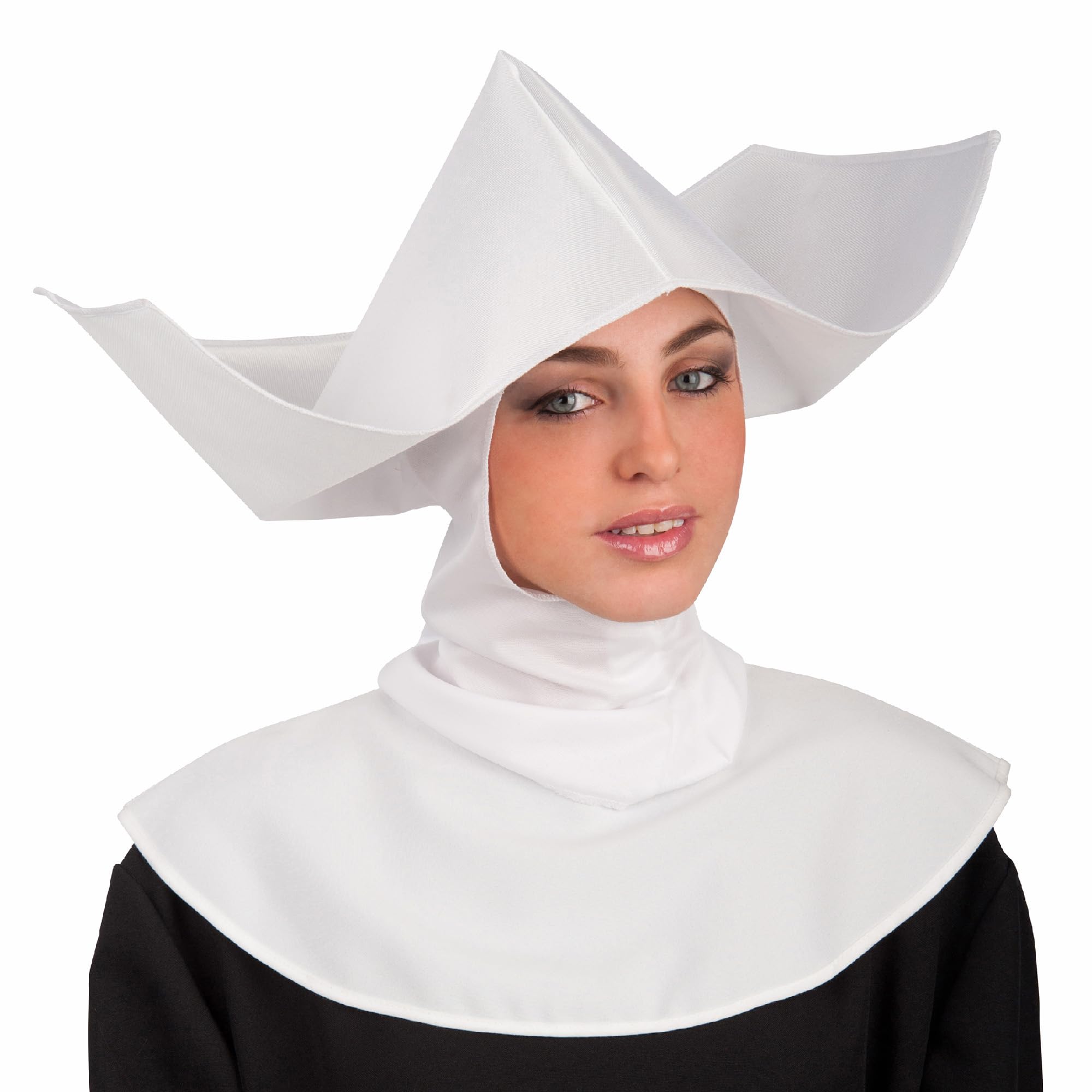 Carnival Toys Cappello da Suora Badessa Bianco Elegante – Copricapo Costume Religioso per Carnevale Halloween e Feste a Tema