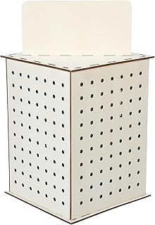 Pegboard Display Stand 21.7 x 11.8 Inch Rotating Organizer Wood Pegboard 4 Sided Display Racks for Craft Shows Wooden Earring Display Stands for Retail Vendor Jewelry Events