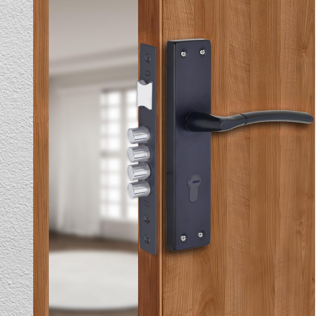 Link Aurum Mortise Door Lock Handle Set | 25 CM /10 Inch | Suitable for Right Handed Doors | Black Finish | Knob from Inside Key Outside | Premium Aluminium Build | 2-Year Warranty-image-33