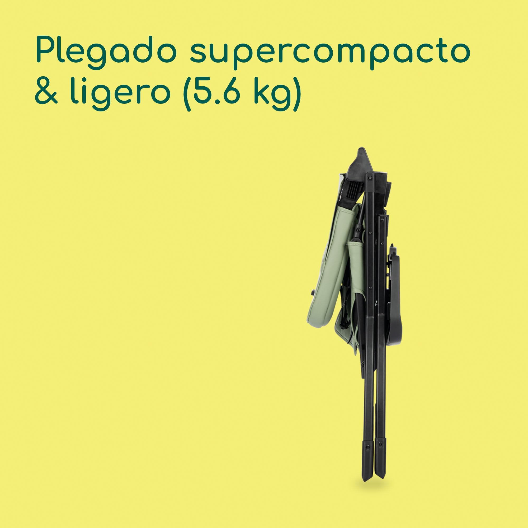 Bebeconfort Mallow, Trona Bebé Ligera, 0-3 Años, 0-15 kg, Plegado Ultracompacto, Cómodo Asiento Acolchado, Fácil Limpieza, Ligero (5,6 kg),3 Posiciones de Reclinado, Fácil Transporte, Mineral Green