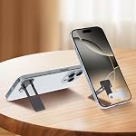 Phone Slim Stand Thin Kickstand, Ultra Thin Vertical Horizontal Universal Steel Metal Stable Mount Attachable Pocket Friendly Phone Holder for iPhone Samsung Phone Case (Black 1-Pack)