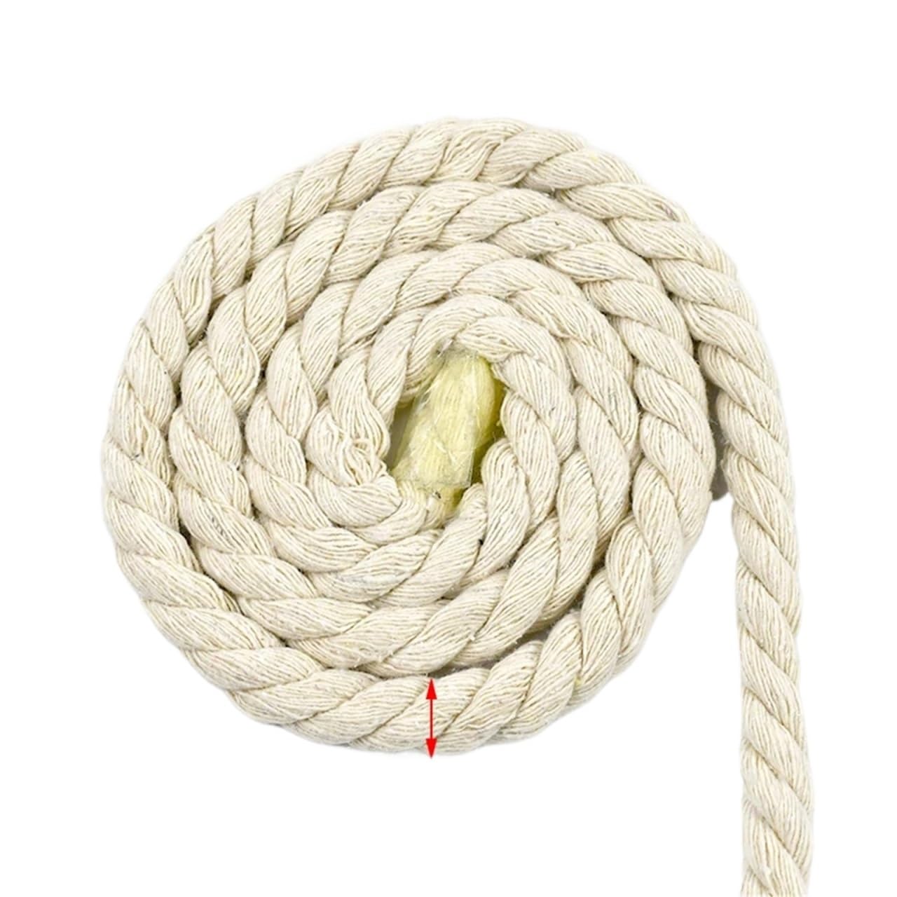 Twisted Cotton Cord 2/5/10M Beige 5-20mm Braid Macrame Cord 3 Shares Cotton Rope Twisted Ropes Thread Decorative String Bag(Beige-12mm,2Meters)