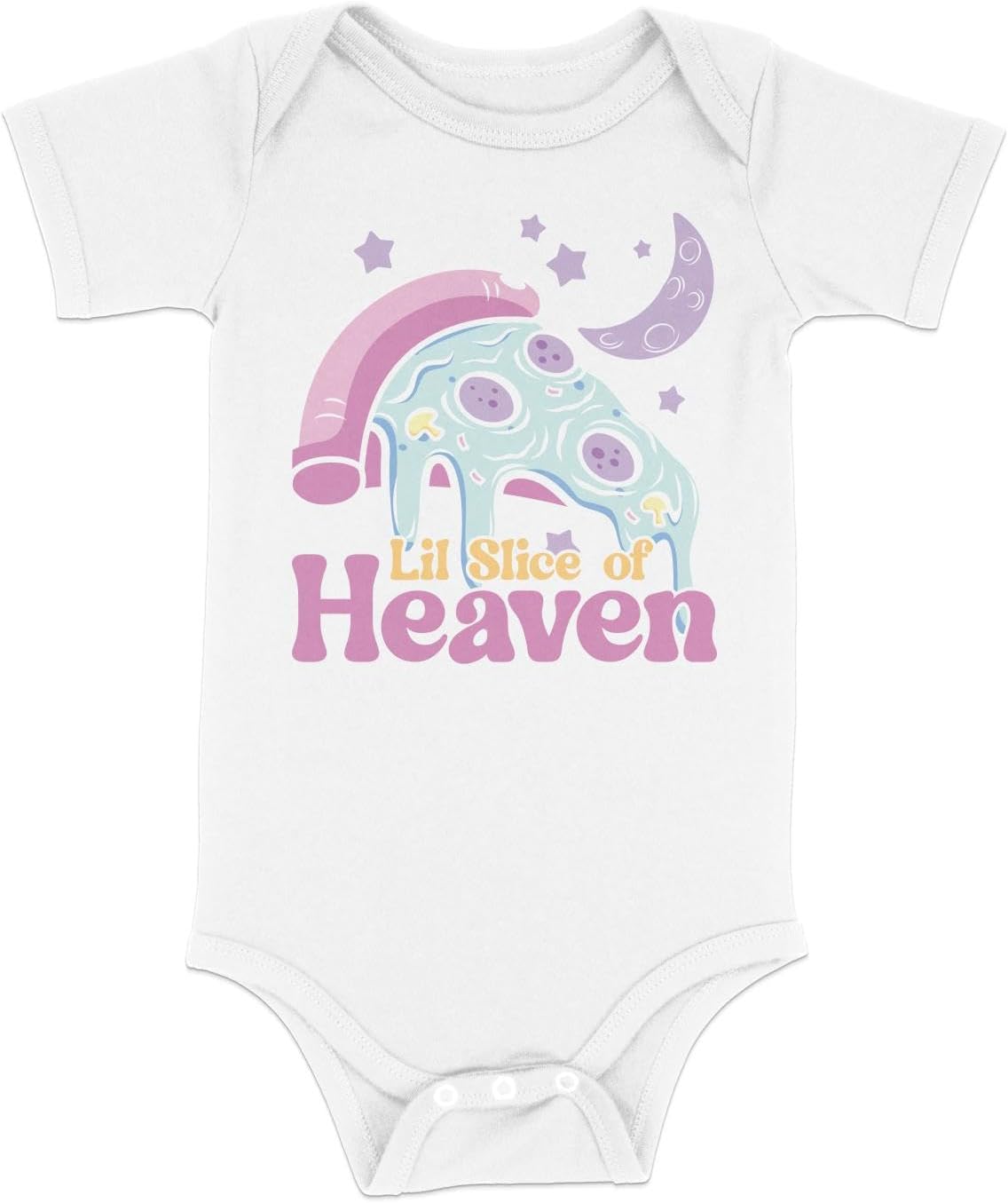 Seek Buy Love Baby Romper with Cute Pizza Graphic, Lil Slice of Heaven Moon and Stars, Comfy Cotton Infant One-Piece Bodysuit