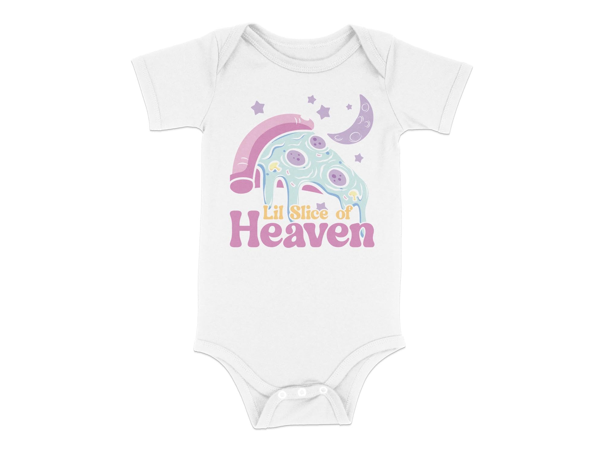 Seek Buy Love Baby Romper with Cute Pizza Graphic, Lil Slice of Heaven Moon and Stars, Comfy Cotton Infant One-Piece Bodysuit