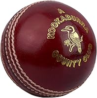 Kookaburra County Club Red Cricket Ball - Hand-Stitched 4-Piece Durable Match Ball for Mens, Youths & Womens