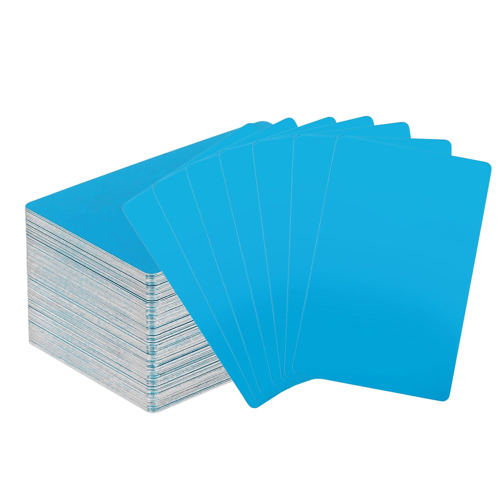 sourcing map 200 tarjetas de visita de metal con grabado láser de aluminio, tarjetas de nombre en blanco (0.4 mm de grosor, azul claro) – Multiusos personalizadas, para grabador láser CNC, impresión