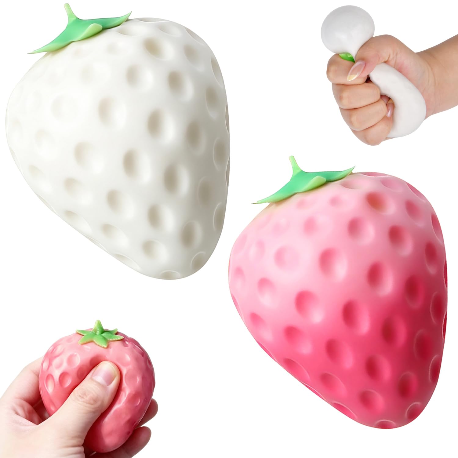 Color Changing Strawberry Squishy Toys, Strawberry Squishies Strawberry, Color Changing Fruit Squishy, Stress Relief Sensory Fidget Toys for Kids Adults, Return Gifts for Birthday Party Kids — image 1