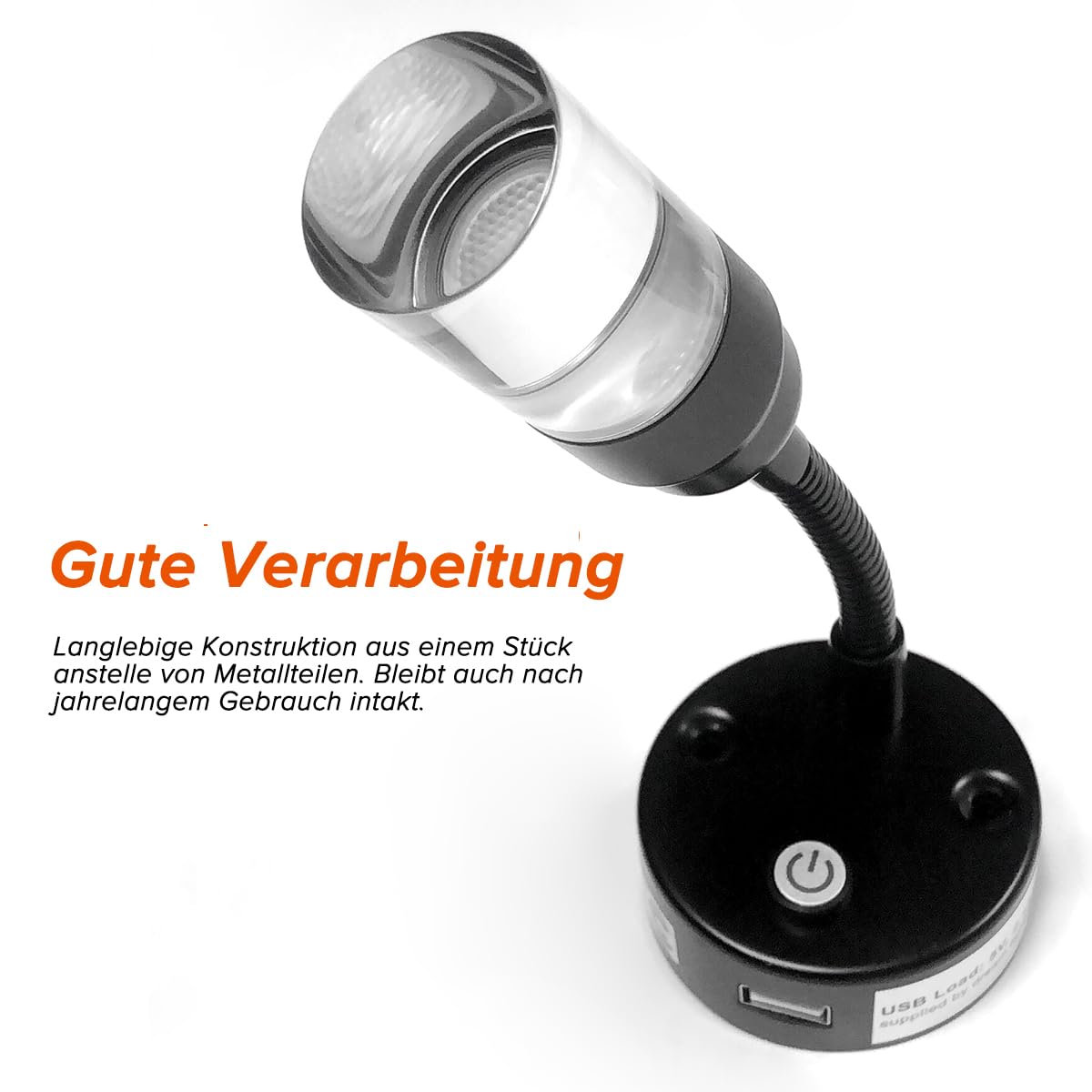 Dream lighting 2X LED Leselampe 12 Volt Schwarz für Wohnmobil Wohnwagen Camper Boot LED Lampen mit USB Innenbeleuchtung Wandmontage 2W Warmweiß 3000K
