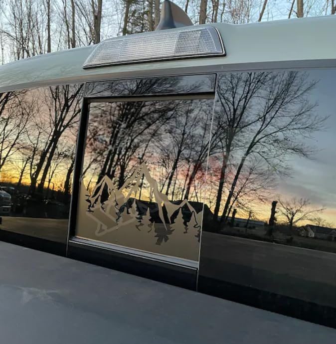 Image of Xinghe for Chevy Colorado GMC Canyon 2015-2026 Rear Middle Window Mountain Decal, Matte Black Vinyl Only Mountain Sticker for Colorado Canyon Truck Back Sliding Window