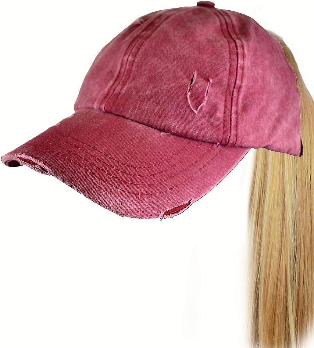 C.C ラダースタイル ポニーキャップ 調節可能 ポニーテール アンティーク調 ウォッシュドデニム ベースボールキャップ US サイ