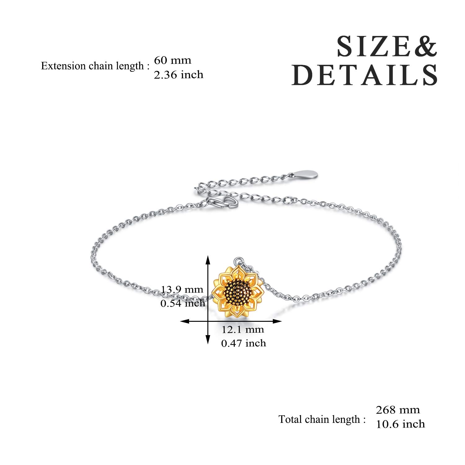 VONALA Cavigliera in argento sterling 925, per donne e ragazze