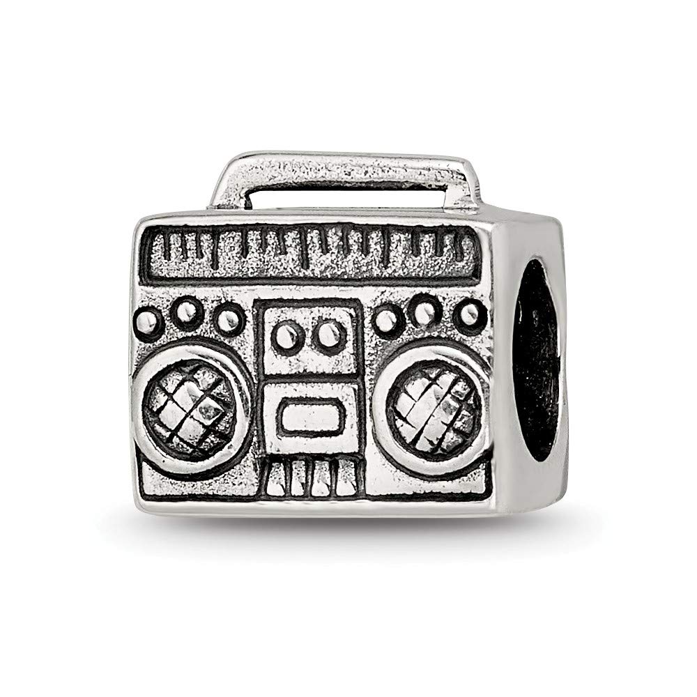 Bead Charm White Sterling Silver Themed 9.09 mm 10.00 Reflections Boombox