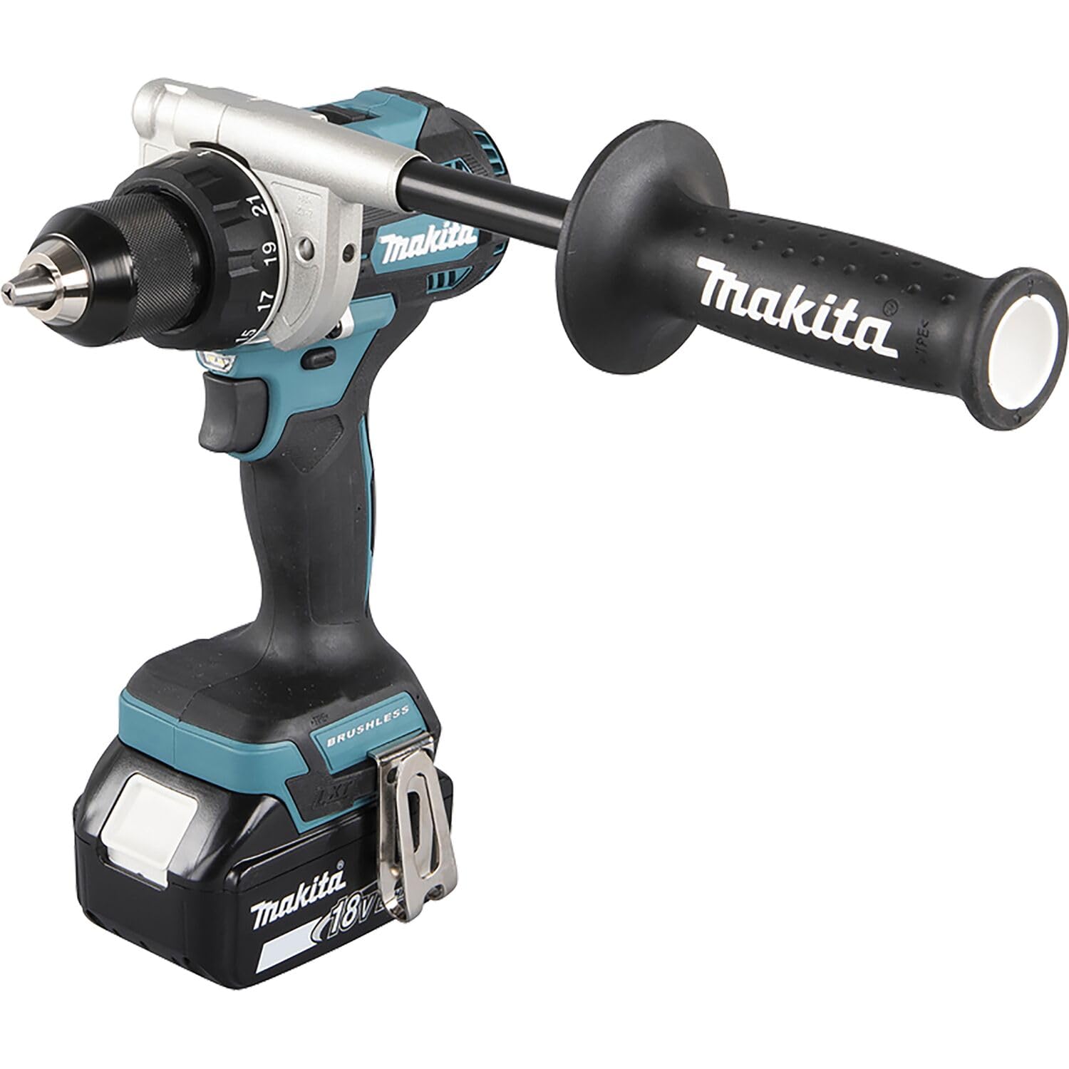 Makita DDF492RTJ wiertarko-wkrętarka akumulatorowa 18 V, 5,0 Ah, litowo-jonowa, bezszczotkowa, 2 akumulatory, szybka ładowarka, XPT ochrona przed kurzem i wodą, profesjonalna wiertarka w walizce