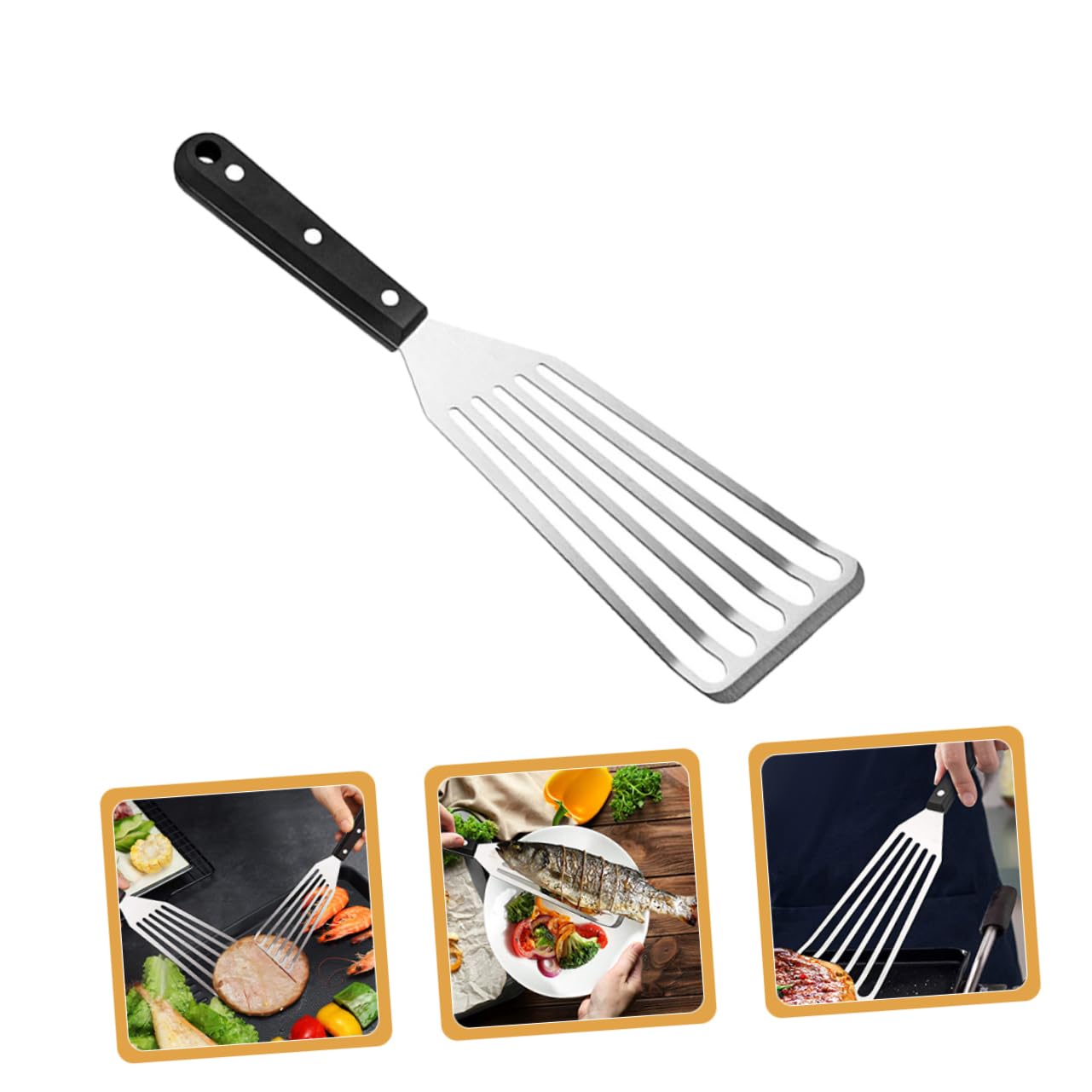 Toyvian 8piezas Espátula Inoxidable Para Cocina De Espátula Ranurada Para Freír Voltear y Cocinar Carne Herramienta Multifuncional Para y