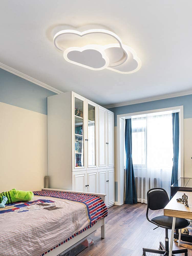 ZEKEI Lampadario Cameretta Bambina Plafoniera Led Soffitto, 52CM Telecomando 3000-6000K Lampadario Nuvola Cameretta, Lampade Cameretta Bambina Soggiorno Camera da Letto Bambino 42W