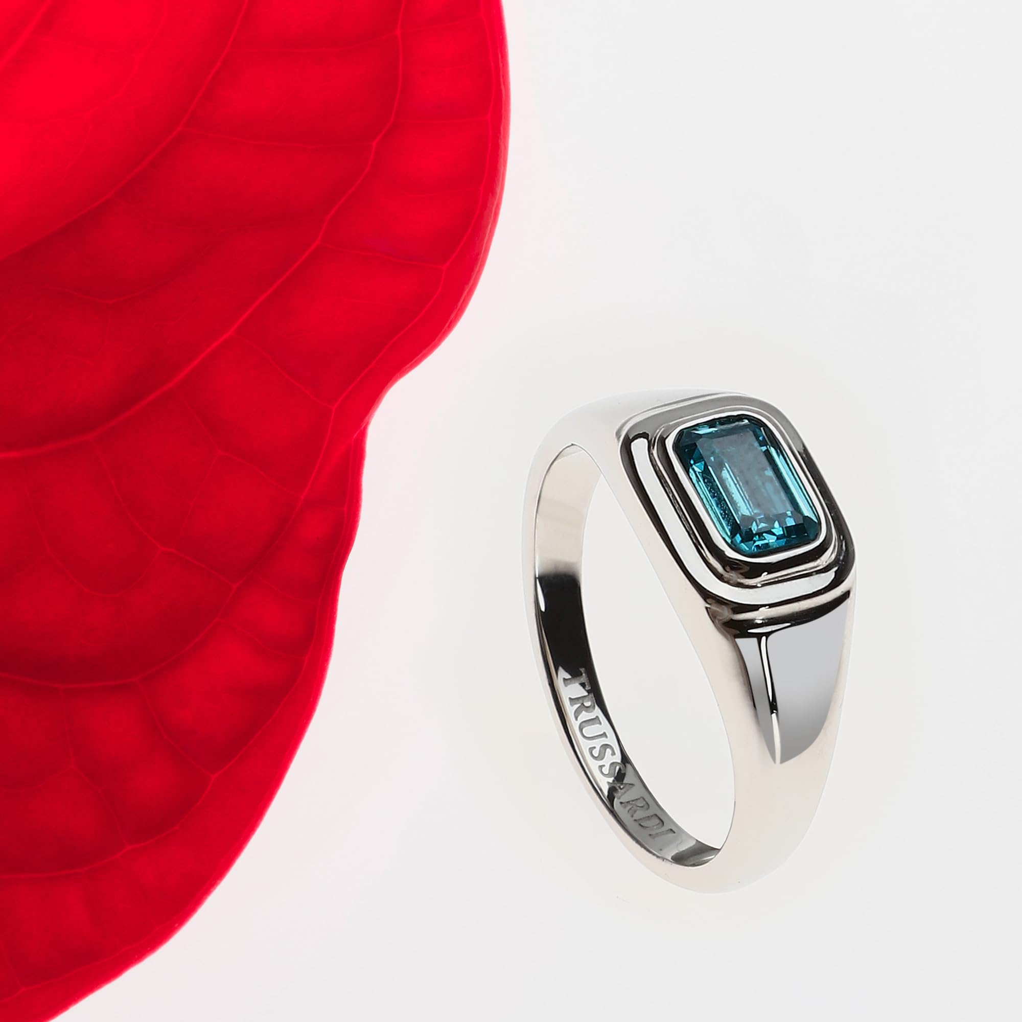 Trussardi Anello Donna in Acciaio, Zirconi, Collezione T-DESIGN, Regalo Anniversario