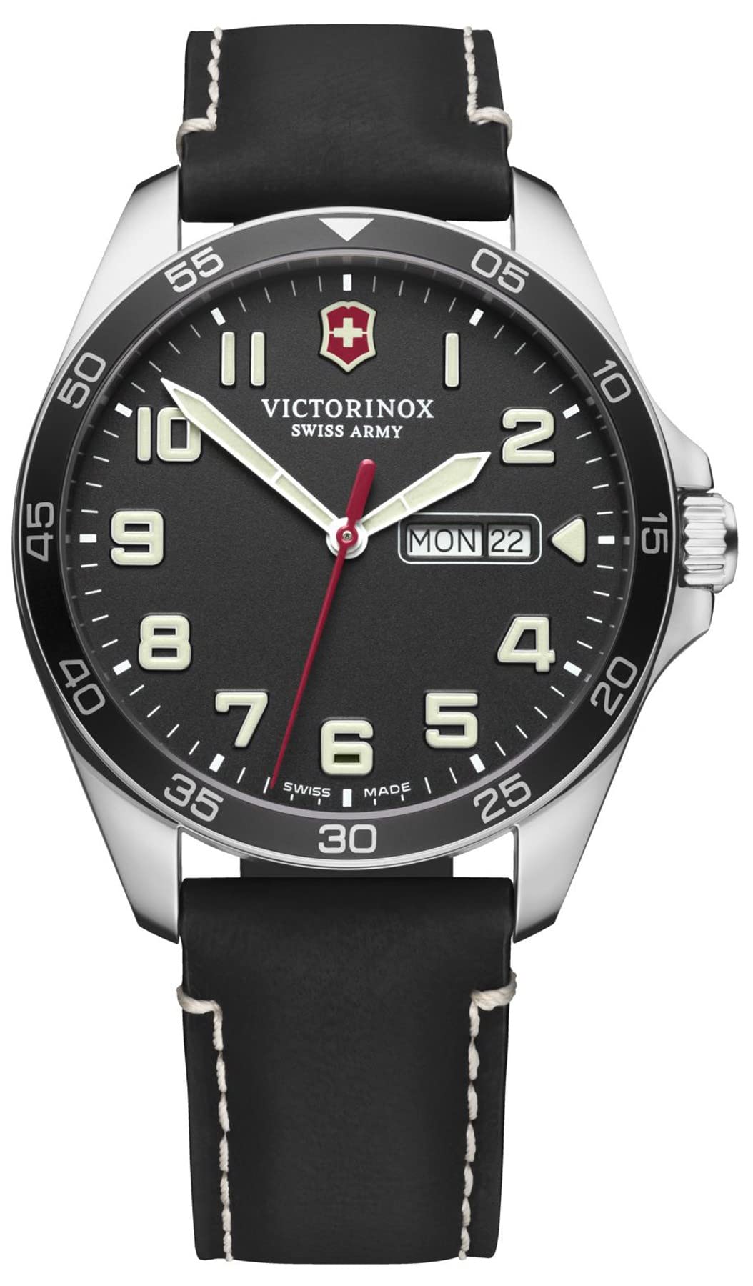 Victorinox Field Watch Montre Homme Analogique Quartz avec Bracelet Cuir V241846, Noir, Sangle, Noir, Sangle