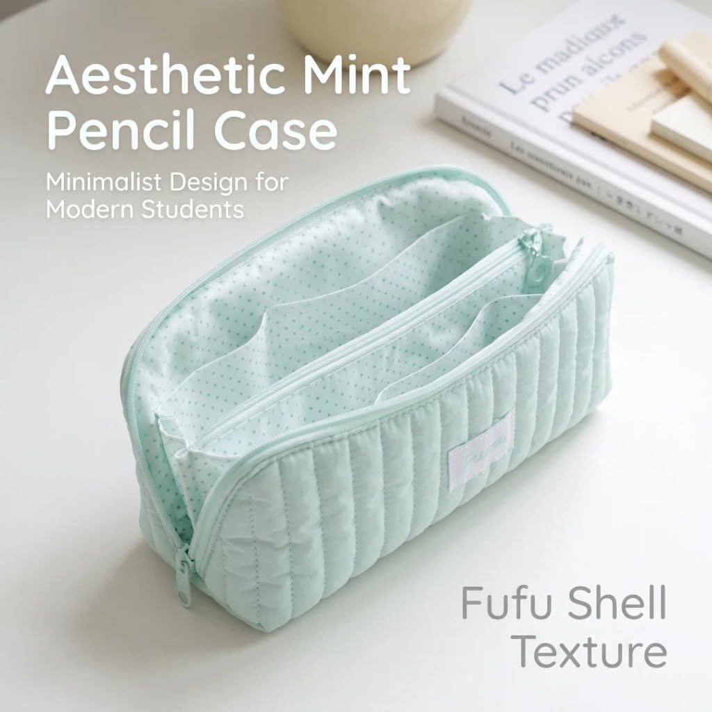 Teal Pencil Pouch Shell Shape Large Capacity Desk Organizer (teal) image 4