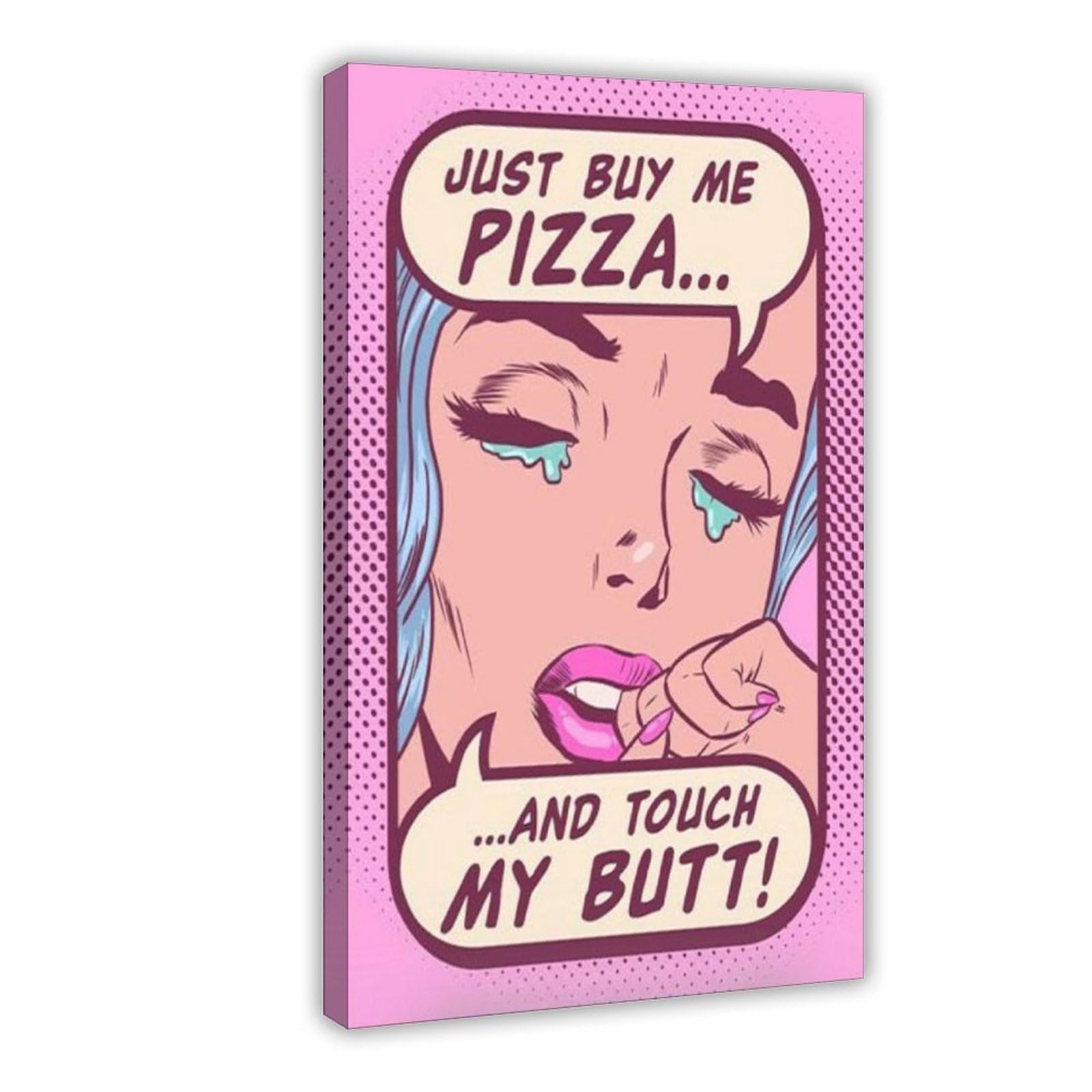 Poster sur toile avec citations humoristiques de fille de bande dessinée rose pour décoration de chambre à coucher, bureau, chambre, cadeau 50,8 x 76,2 cm (L x l)