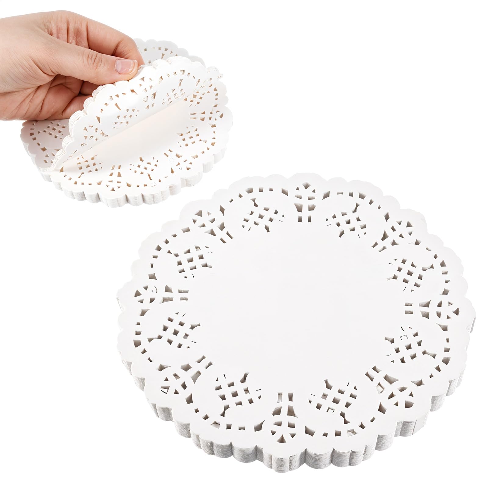 Photo 1 of 140 Pcs White Paper Doilies, Doilies for Dessert Trays 5 Inch Round Doily Paper for Food,Cakes, Desserts, Crafts, and Table Decorations