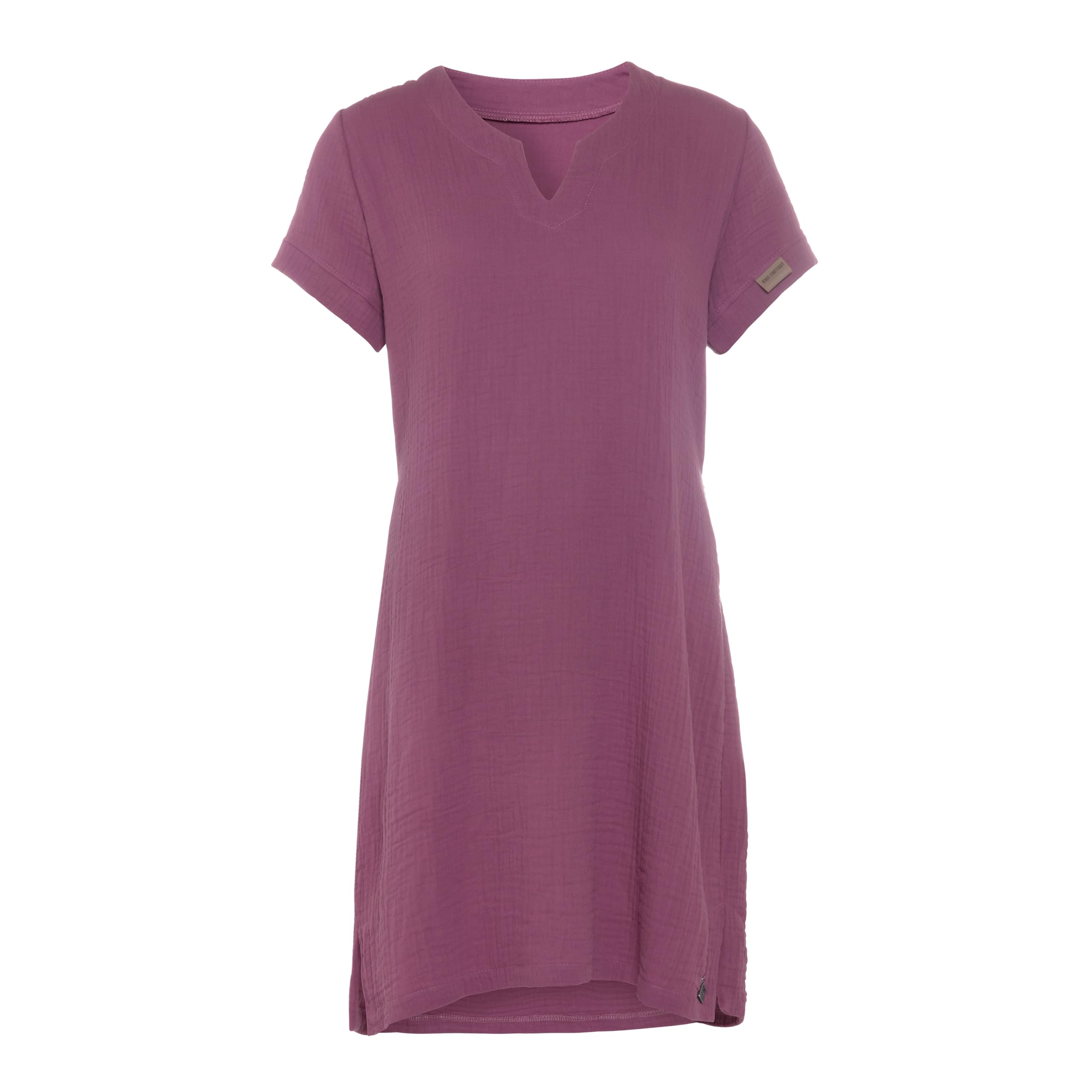KNIT FACTORY - Indy Freizeitkleid - Kleider - Strandkleid Damen - Luftig Tunika - Lockere Passform - Musselin Kleid - Kleid für den Sommer und Frühling - 100% Bio-Baumwolle - Violett - M