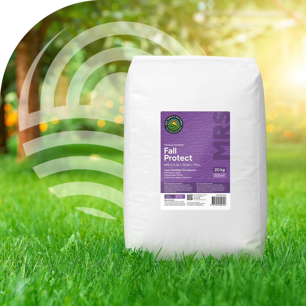 Engrais d'automne pour gazon : 20 kg : 500 m² - Enrichi en magnésium pour un gazon vert foncé - Son effet reste visible jusqu’au printemps