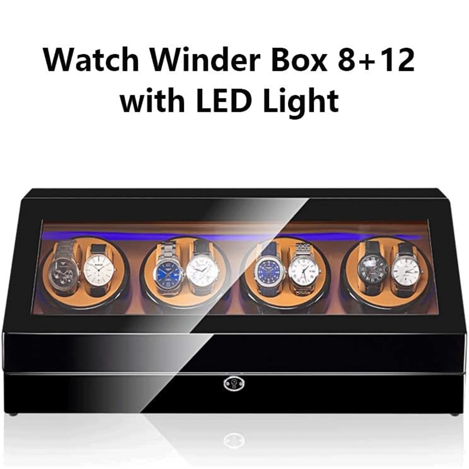 Remontoir Pour 2 Montres Automatiques En Bois De Noyer Noir - 4 Modes De Rotation, éclairage LED, Ultra Silencieux