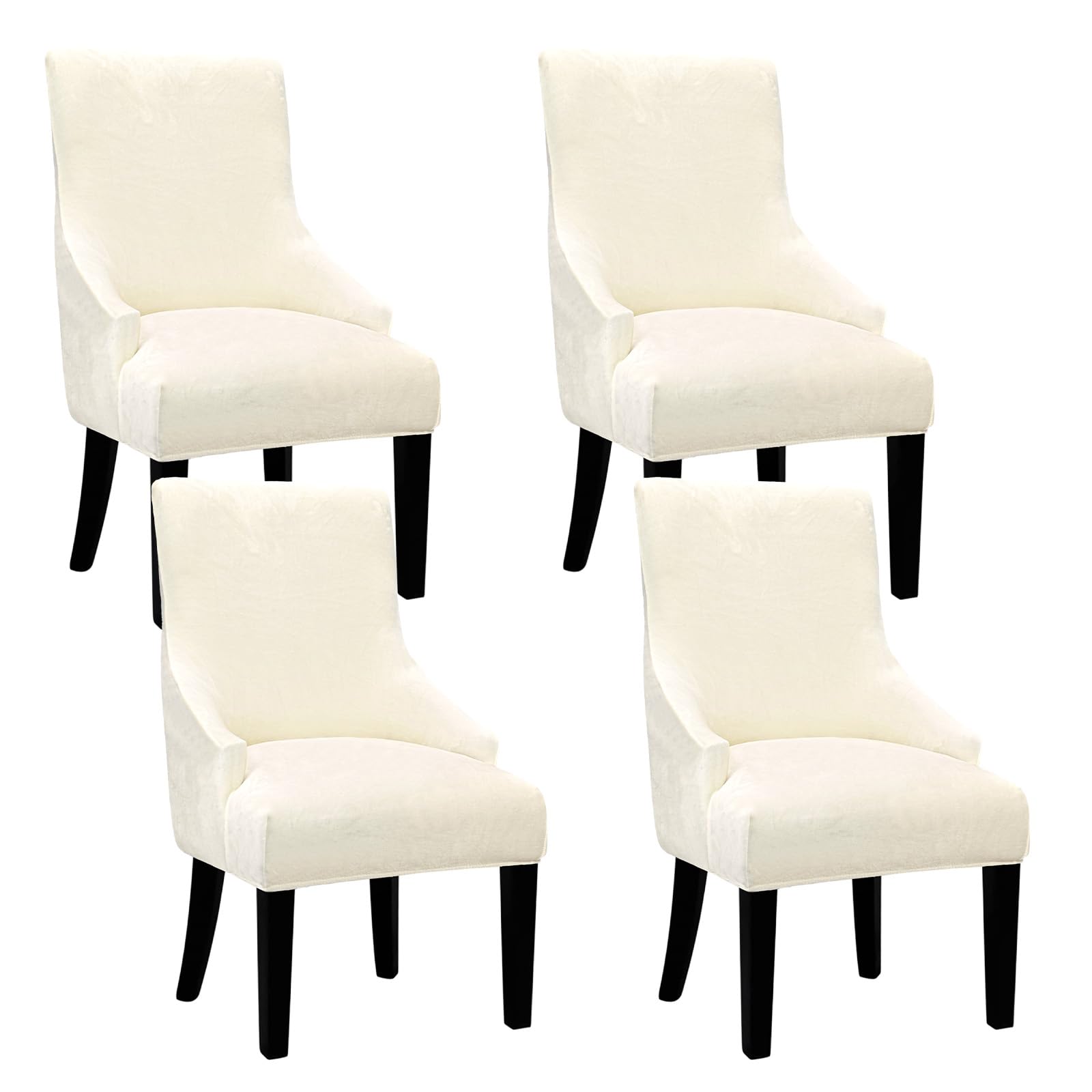 Photo 1 of Velvet Wingback Dining Chair Cover Soft Stretch Accent Chair Cover Slipcover Thick Plush Wing Back Chairs Covers Furniture Protect Washable Chairs Protector Covers for Dining Room (Beige, 4)