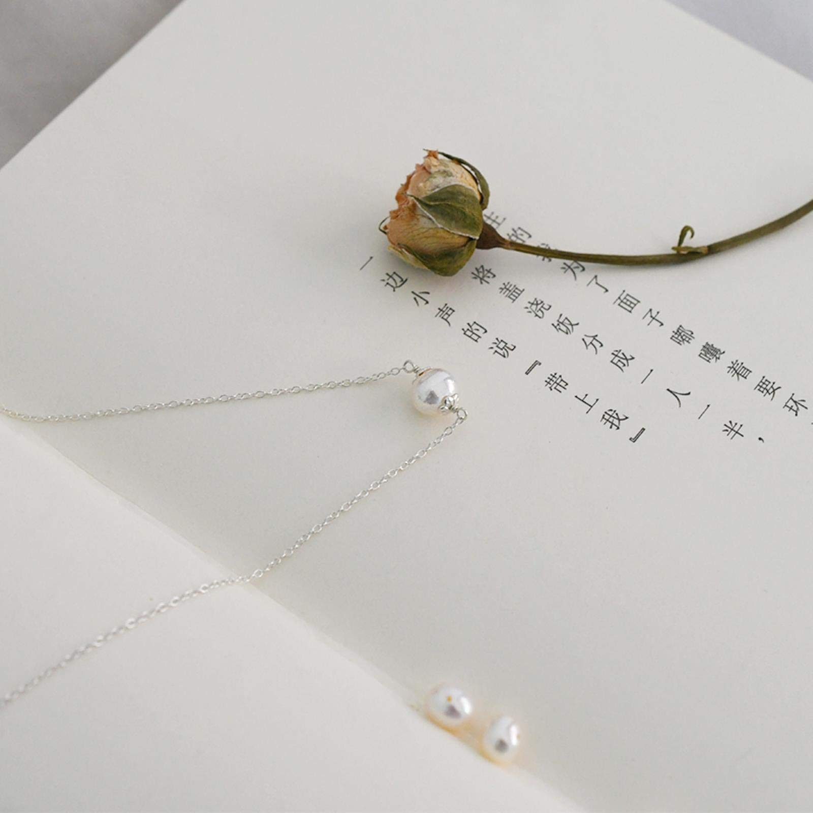 Collana Con Ciondolo Di Perle D'acqua Dolce Naturali, Argento 925, Per Donna, 45 Cm