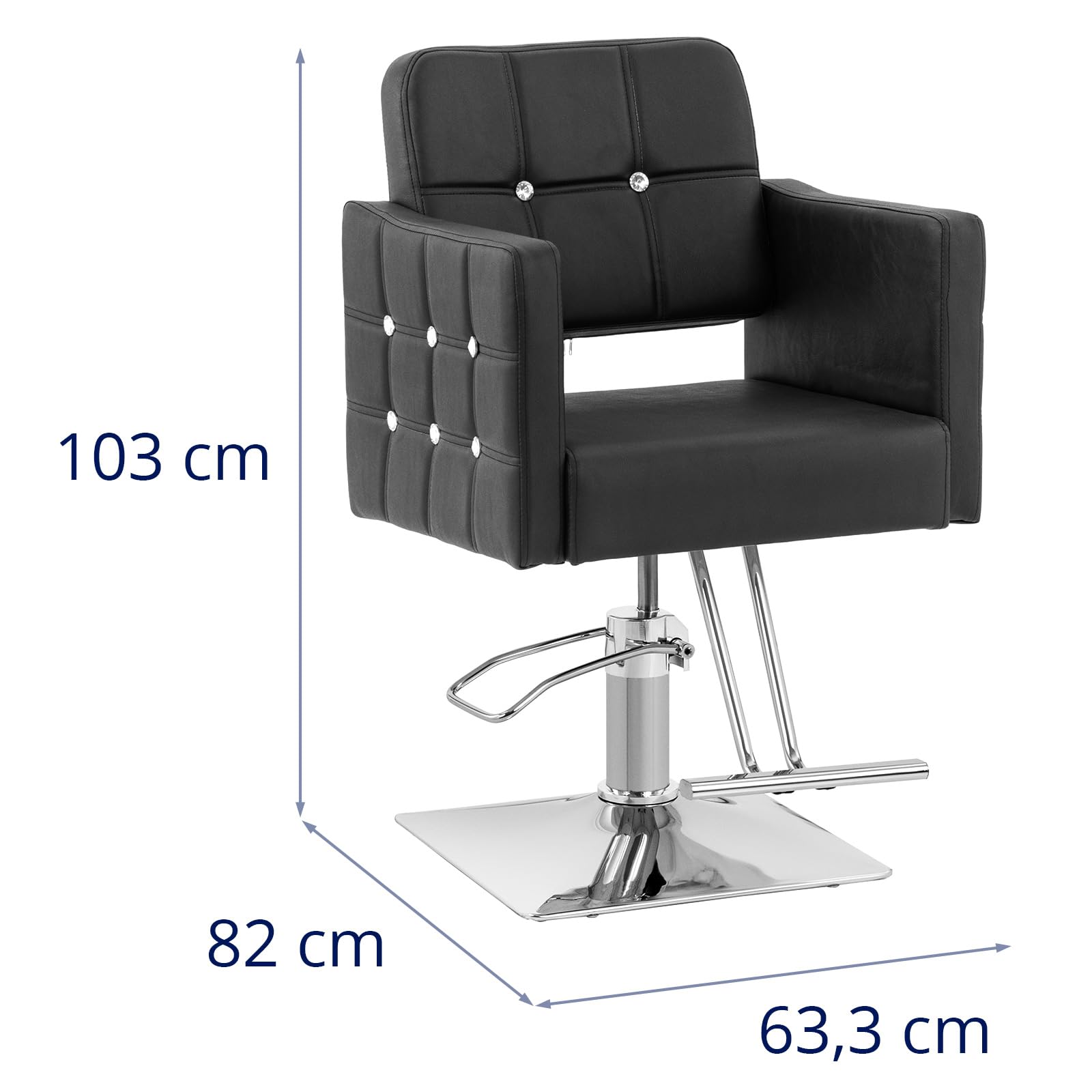 physa Poltrona da parrucchiere Cottam con poggiapiedi Altezza seduta 49-63 cm 150 kg Nero