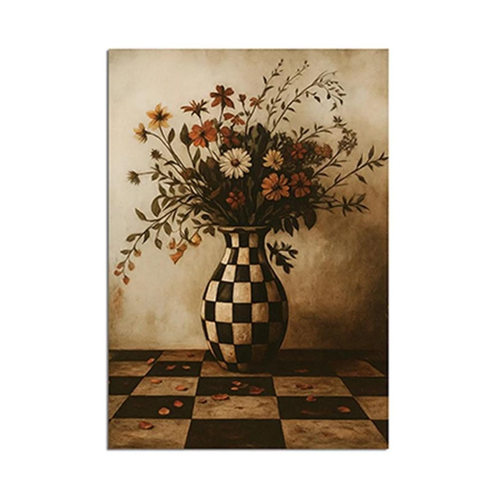 Art mural maximaliste affiche florale d'humeur sombre déco salon 30x40cm