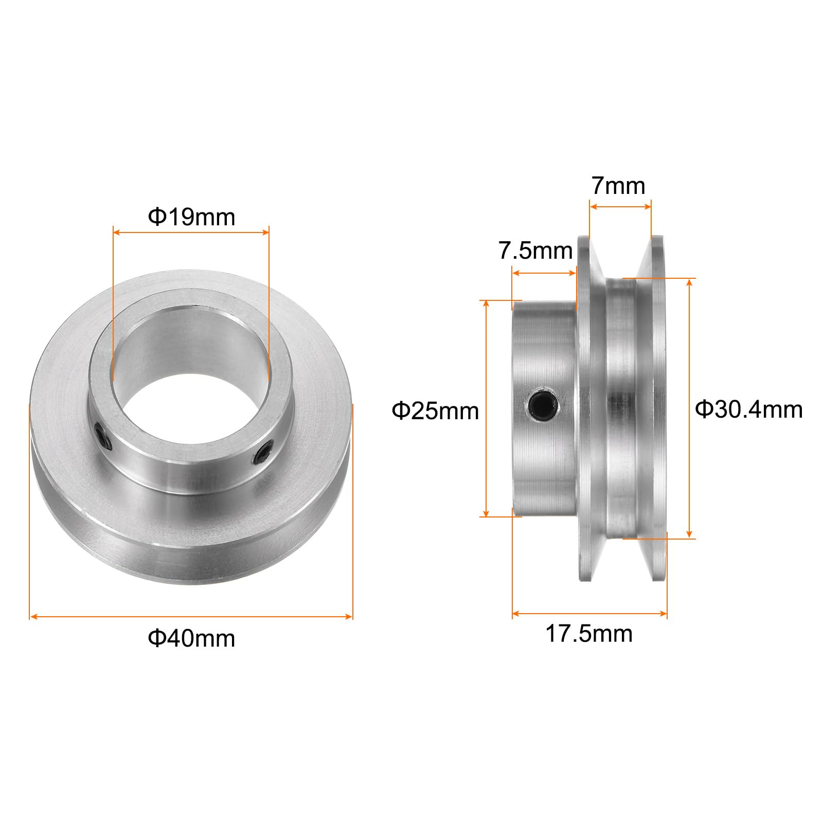 Poulie à Une Rainure Sourcing Map - Alliage Aluminium Diamètre 40mm - Pour Courroie PU 6mm