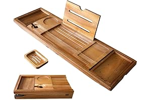XcE Foldable Acacia Wood Bathtub Tray - Extendable Luxury Upgrade for Your Bathtime