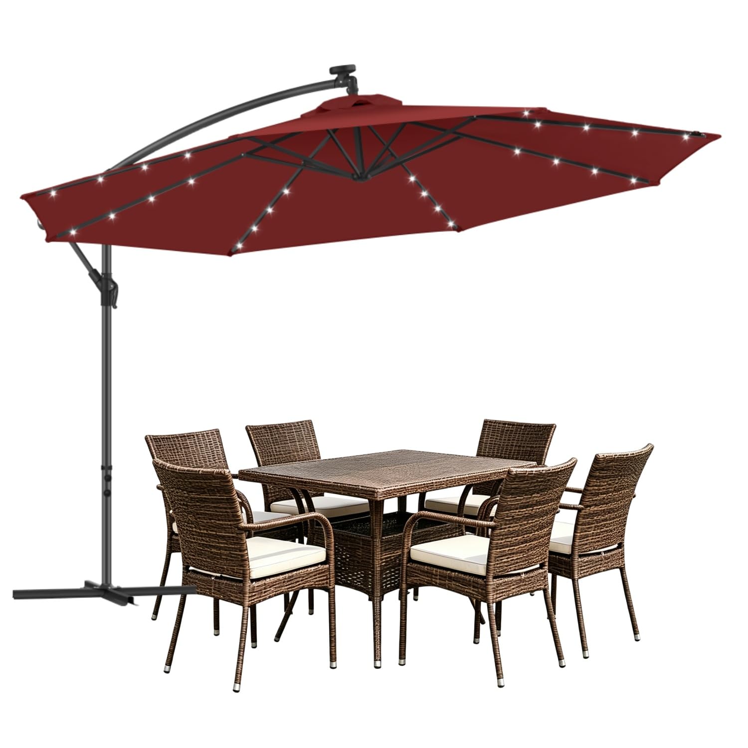 Parasol przeciwsłoneczny 300 cm, 350 cm, duży parasol przeciwsłoneczny do ogrodu i na taras, ochrona przed promieniowaniem UV 50+, parasol ogrodowy z korbą i nóżką krzyżową, opcjonalnie z