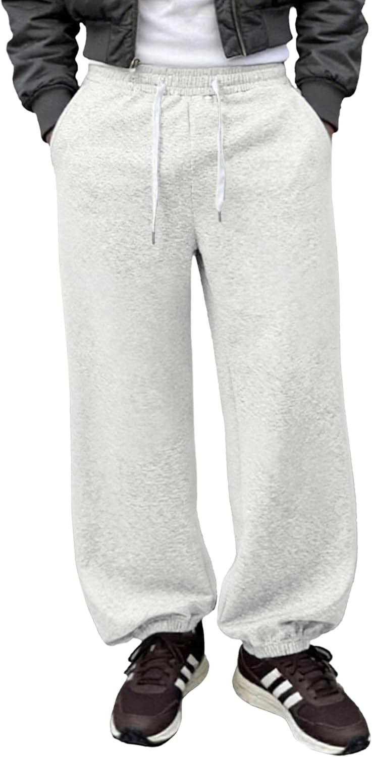 Susclude Mens Baggy Joggers Sweatpants, Wide Leg Bootcut Cotton Elastic Waist Drawstring Harem Pants, Workout Running Casual