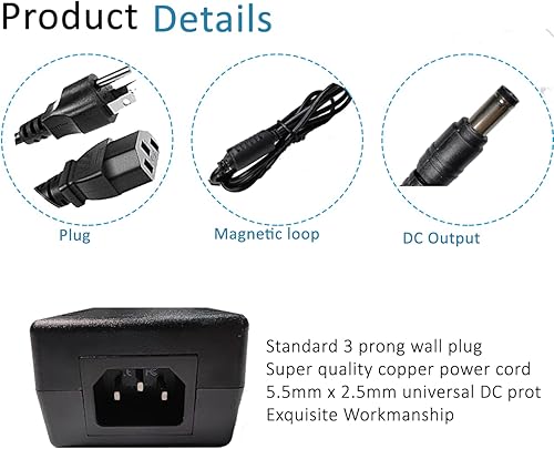 Miniatura 3 de 24V 3A 72W Fuente de alimentación 100V-240V AC a DC Adaptador 24V 3 Amp Convertidor Transformador 0.217x0.098 in Enchufe para tira de luz LED Cámara